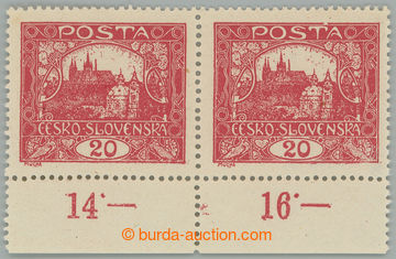 263351 -  Pof.9A, 20h carmine, horizontal pair with lower margin with