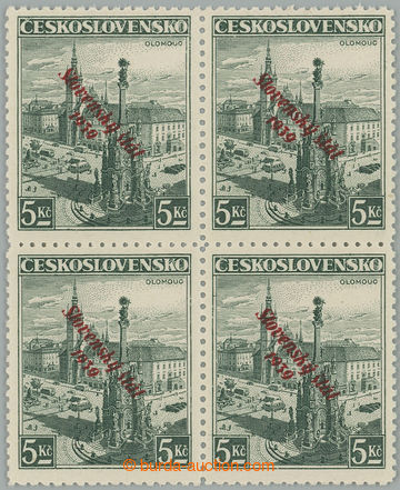 263393 - 1939 Sy.21, Olomouc 5CZK green, block of four; mint never hi