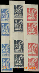 26344 - 1945 Košice-issue,  vertical 4-stamp gutter, Pof.Ms354-356,