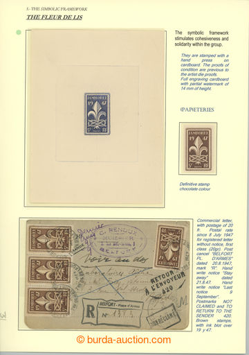 263456 - 1947 SCOUTING / Yv.787, Jamboree 5Fr, selection of 3 plate p