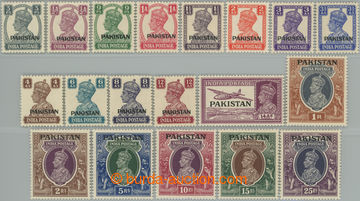 263458 - 1947 SG.1-19, Jiří VI. 3P - 25R, přetisk PAKISTAN na indi