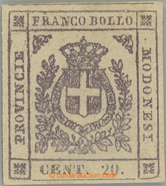 263507 - 1859 GOVERNO PROVVISORIO / Sass.15a, Znak 20C violetto scuro