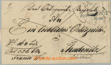 263549 - 1848 folded letter with blue straight line postmark HORAŽDI