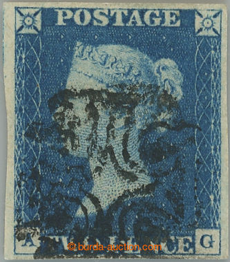 263563 - 1840 SG.DS7, Two Pence Blue, deep blue, plate 2, letters A-G