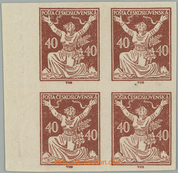 263578 -  Pof.154N, 40h brown, block of four with L margin, type II.;