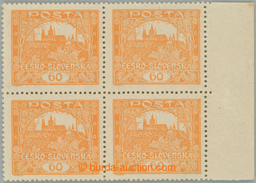 263588 -  Pof.17A, 60h yellow-orange, R marginal blk-of-4 with comb p