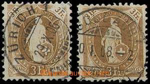 26359 - 1905 Standing Helvetia  2  pcs Mi.80C, issue 1905 and 1907, 