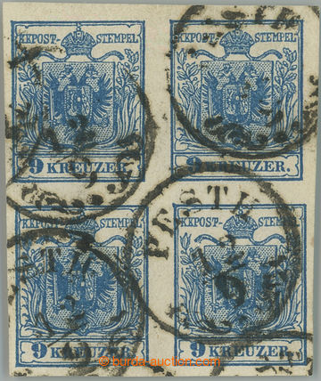 263606 - 1850 Ferch.5MIIIb, block of four 9 Kreuzer, cancel. PESTH 12