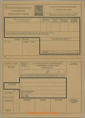 263623 - 1939 CPA1A, Postal order sheet, Linden Leaves 50h black; onl