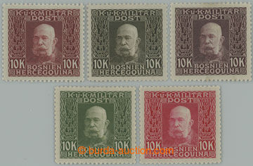 263722 - 1912 PLATE PROOF ANK.84ZT, 5 plate proofs Franz Joseph I. 10