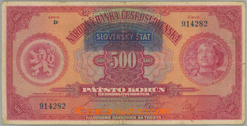 263781 - 1939 Ba.44, 500Ks 1929/1939, série D, perforace 1x SPECIMEN