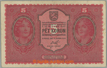 263785 - 1919 Ba.8, 5Kč 1919, hledaná první série 0001 (!); přel