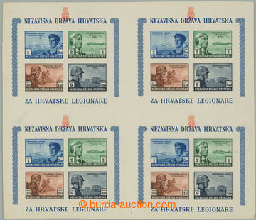 263821 - 1943 Mi.Bl5B, Chorvatská legie, soutisk 4 nezoubkovaných a