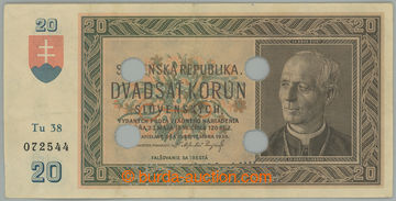 263827 - 1939 Ba.47b, 20Ks 1939, série Tu 38, perforace SPECIMEN dol