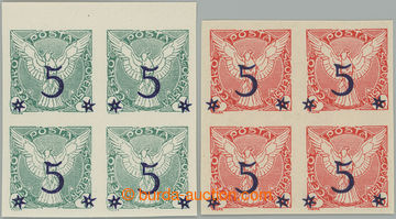 264208 - 1925 Pof.NV9+NV10, Sokol v letu s přetiskem 5/2h zelená + 