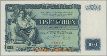 264217 - 1934 Ba.27, 1000CZK 1934, set M, perf SPECIMEN; only shadow 