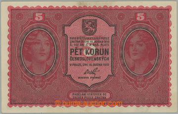 264223 - 1919 Ba.8, 5Kč 1919, série 0056; svislý přehyb, pěkná