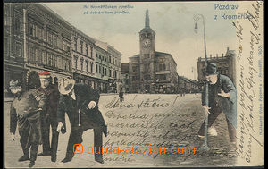 26445 - 1900 Kroměříž  koláž náměstí s opilci, barevná, dl