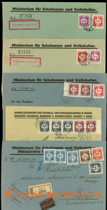 26495 - 1942 5 ks úředních dopisů s bohatými frankaturami služ