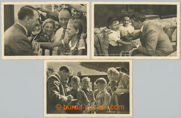 266211 - 1938 A. Hitler s dětmi, sestava 3ks fotopohlednic, foto Hof