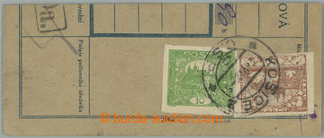266250 - 1920 parcel dispatch card segment i.a. franked by stmp Pof.6