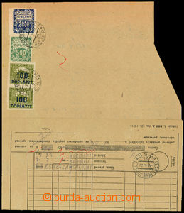 26632 - 1922 accounting sheet franked on back side i.a. stamp. 2000h