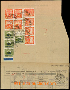 26637 - 1922 zúčtovací arch vyfr. na zadní straně mj. 8x doplat