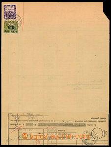 26639 - 1922 accounting sheet franked on back side i.a. stamp. 1000h