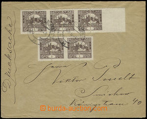 26654 - 1919 envelope sent as printed matter franked with. 5  pcs st