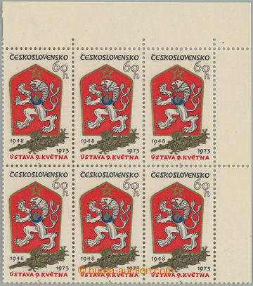 266809 - 1973 Pof.2029xa II, Ústava 60h, pravý horní rohový 6-blo