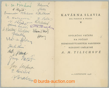 267303 - 1948 ČEŠTÍ SPISOVATELÉ / menu slavností večeře k 75. 