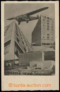 26752 - 1947 Zlín čb. fotomontáž budov (hotel Baťa aj. + letadl