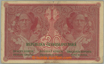 267707 - 1919 Ba.10, 20Kč 1919, série P022; drobná natržení v p