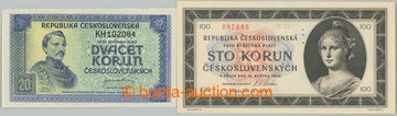 267721 - 1945 Ba.72, 77a1, sestava 2 státovek: 20Kčs b.l. (1945), s