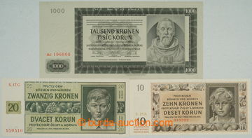 267722 - 1942-1944 Ba.37a, 39b, 40b, sestava 3ks bankovek: 10K 1942, 