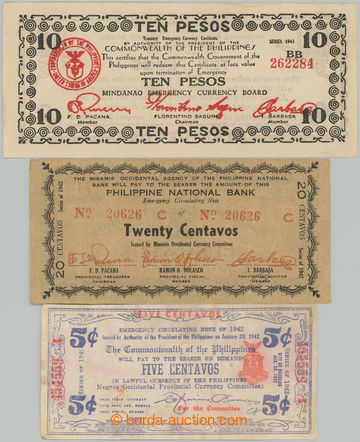 267850 - 1942 FILIPÍNY / EMERGENCY CURRENCY / sestava 3 filipínský