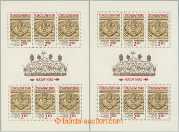 268031 - 1989 Pof.A2894, aršík Pražský hrad 2Kčs, 2ks, 1x nouzov