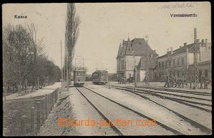 26806 - 1919 Košice, nádraží a tramvaje, čb, prošlá polní po