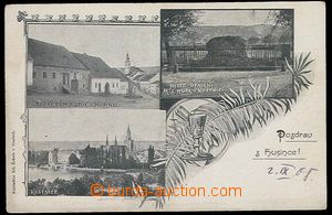 26823 - 1908 Husinec + Konstanz, 3-views  B/W, long address, Un, pre