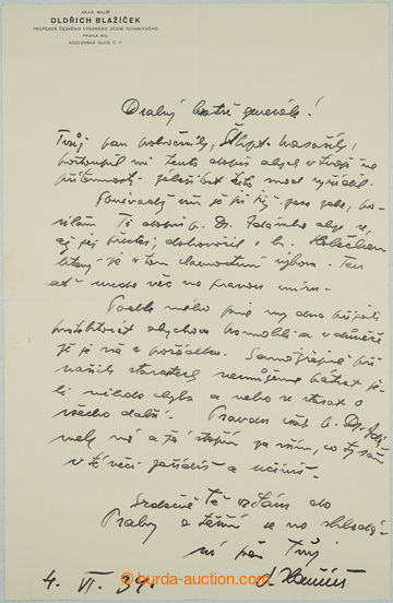 268256 - 1934 BLAŽÍČEK Oldřich (1887-1953), významný český ma