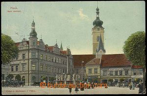 26838 - 1918? PÍSEK - Malé náměstí s lidmi, obchody a restaurac