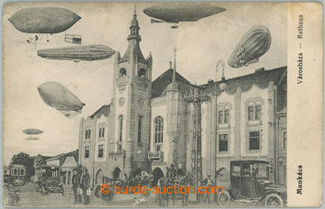 268511 - 1910 MUKAČEVO v budoucnosti, čb pohlednice radnice s auty 