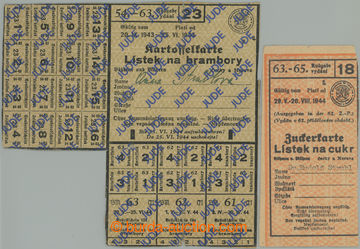 268660 - 1943-1944 POTRAVINOVÉ LÍSTKY PRO ŽIDY / protektorátní p