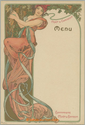 268705 - 1900 MUCHA Alfons (1860–1939), Menu Moët et Chandon, tiš