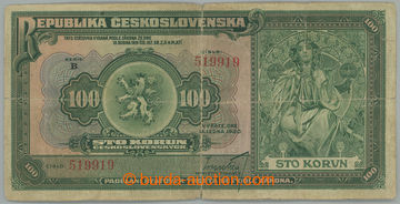 268709 - 1920 Ba.16a, 100Kč 1920, nízká série B; silný oběh, 2x
