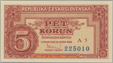268752 - 1949 Ba.82a, 5Kčs 1949, hledaná nízká série A5; velmi p