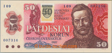 268794 - 1993 Ba.SK2b, 50Kčs 1987 s nalepeným kolkem, lepší séri