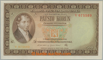 268804 - 1946 Ba.80a, 500Kčs 1946, série V; výrobní vrása v pap