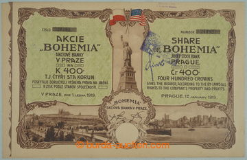 268861 - 1919 ČSR / akcie banky BOHEMIA v Praze na 400K, ze dne 1.1.