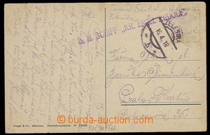 27036 - 1918 S.M. SCHIFF KR. ERZH. RUDOLF line violet postmark + CDS